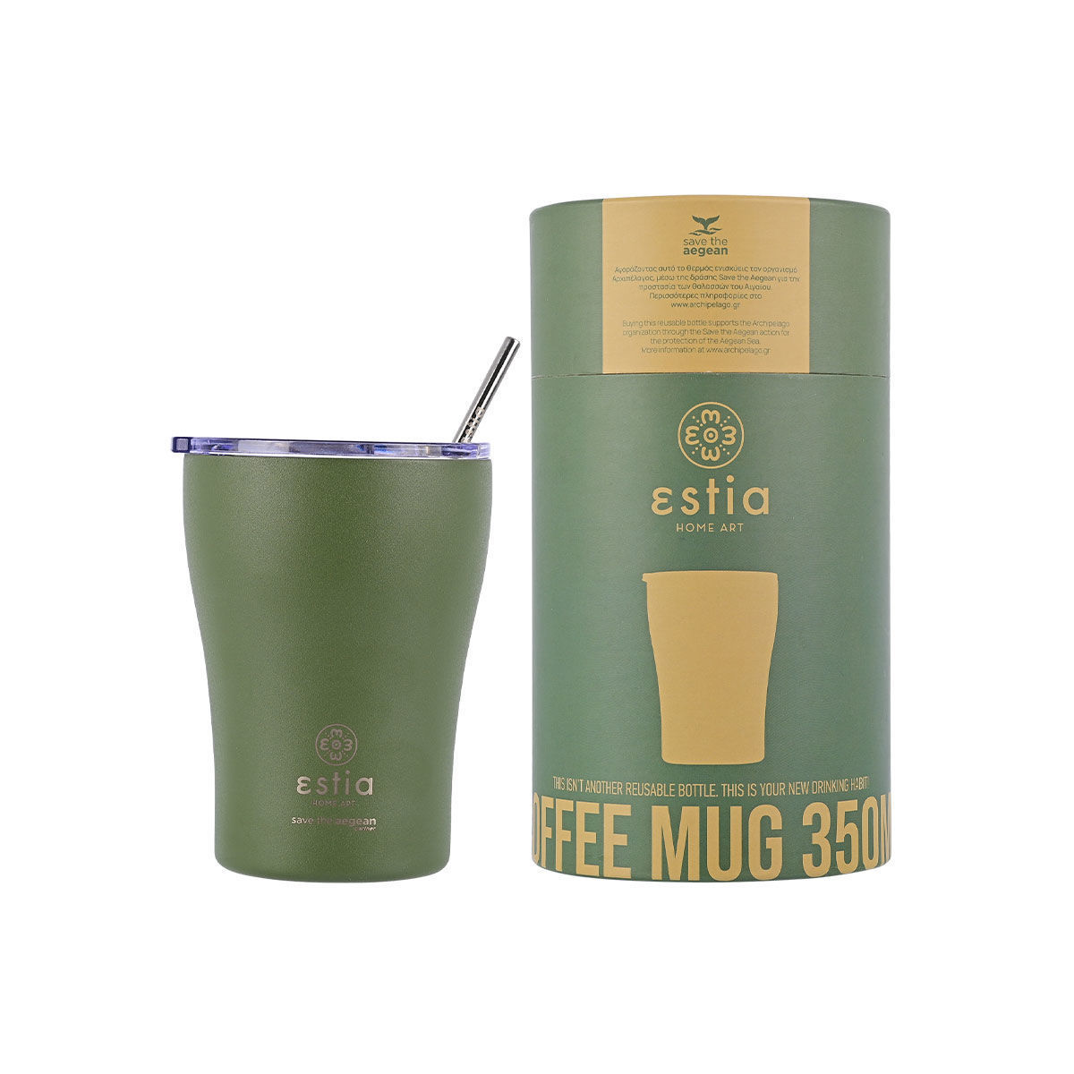 ESTIA,ΕΣΤΙΑ ESTIA ΘΕΡΜΟΣ COFFEE MUG SAVE THE AEGEAN 350ml FOREST SPIRIT