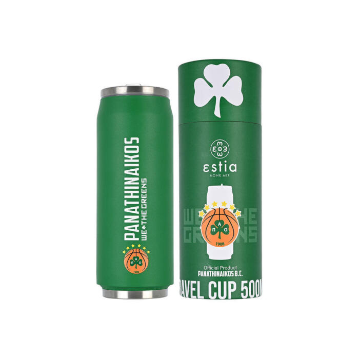 ESTIA ΘΕΡΜΟΣ TRAVEL CUP PANATHINAIKOS BC EDITION 500ml με Καλαμάκι - Image 1