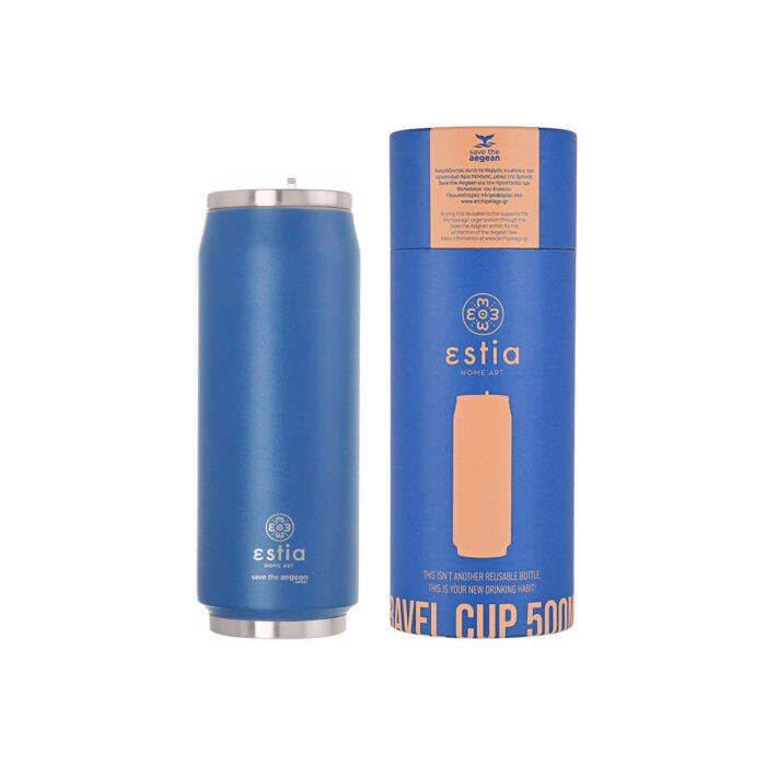 ESTIA ΘΕΡΜΟΣ TRAVEL CUP SAVE THE AEGEAN 500ml - DENIM BLUE - Image 1