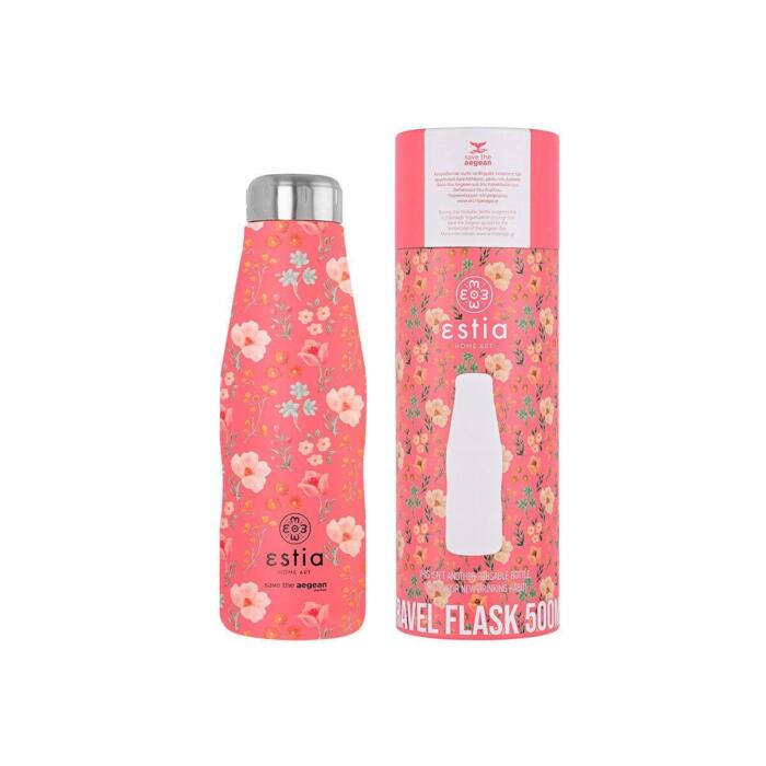ESTIA ΘΕΡΜΟΣ TRAVEL FLASK SAVE THE AEGEAN 500ml - BOUQUET CORAL - Image 1